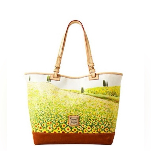 Dooney & Bourke Sunflower Fields Large Canvas Leather Tote Bag - Picture 1 of 14